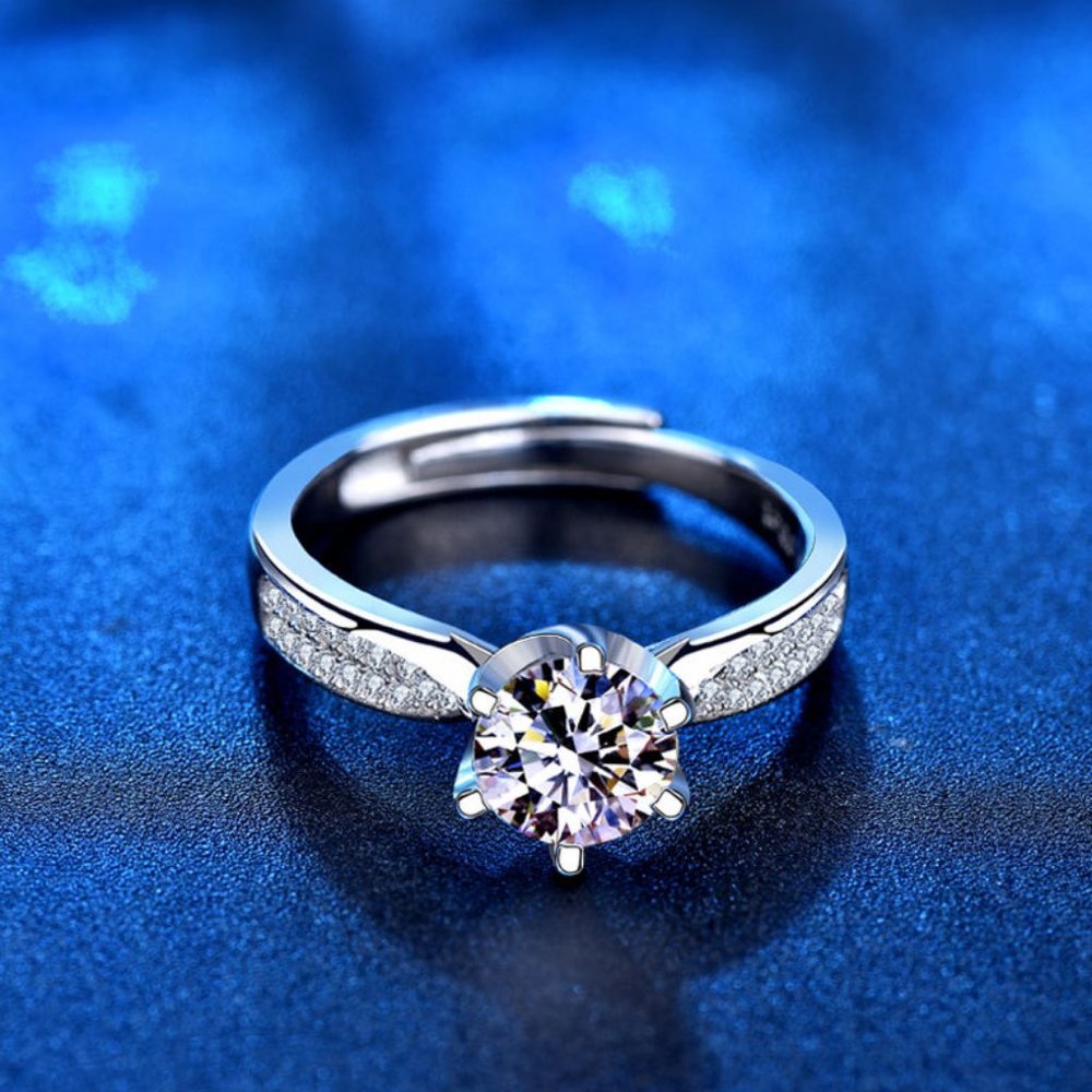 Certified 2ct. t.w. Moissanite Diamond Solitaire Engagement Ring NEW J - Picture 2 of 8